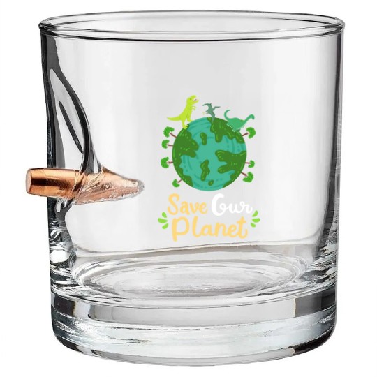 Earth Day Planet Save Our Planet Environmentalist Bullet Whiskey Glasses