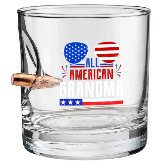 All American Grandma Independence Day US Patriots Bullet Whiskey Glasses