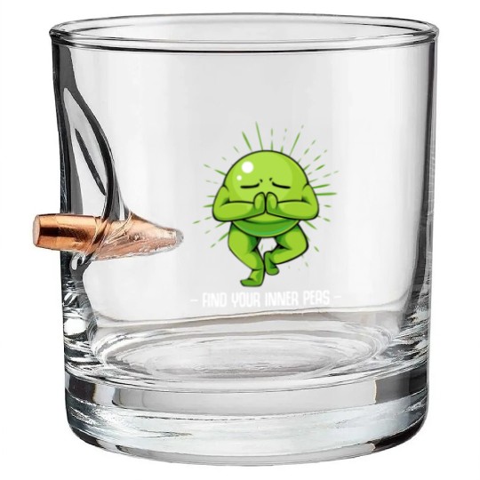 Peas Find Your Inner Peas Funny Vegetable Pun Bullet Whiskey Glasses