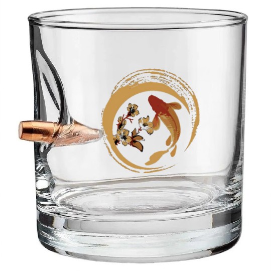 Koi Fish Japanese Koi Carp Cherry Blossom Sakura Bullet Whiskey Glasses