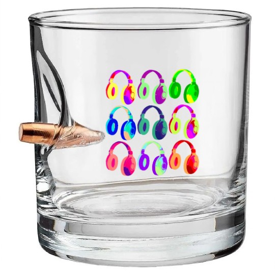 EDM DJ Headphones Dance Rave Music Festival Bullet Whiskey Glasses
