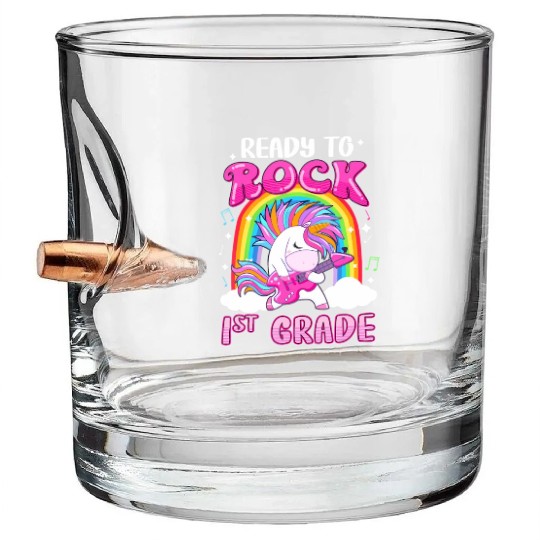 Rocking 1St Grade Electric Guitar Unicorn Rainbow Bullet Whiskey Glasses