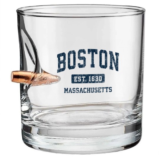 Boston Massachusetts Ma Vintage Athletic Bullet Whiskey Glasses