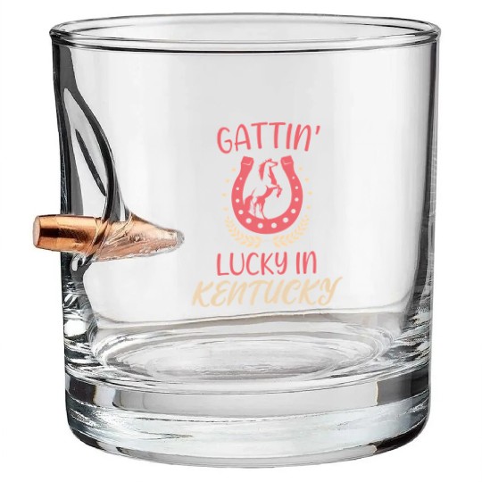 Gattinâ€™ Lucky In Kentucky Horse Racing Derby Bullet Whiskey Glasses