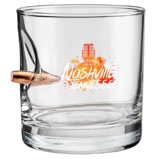 Nashville Country Music City Tennessee Guitar USA Bullet Whiskey Glasses