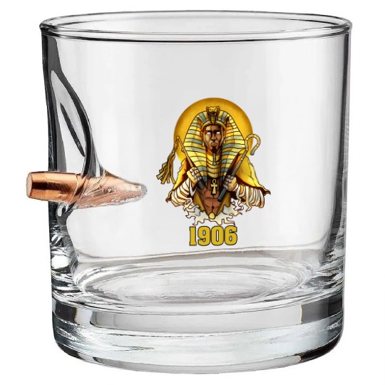 1906 Sphinx Alpha Ace Fraternity Pharoah Bullet Whiskey Glasses
