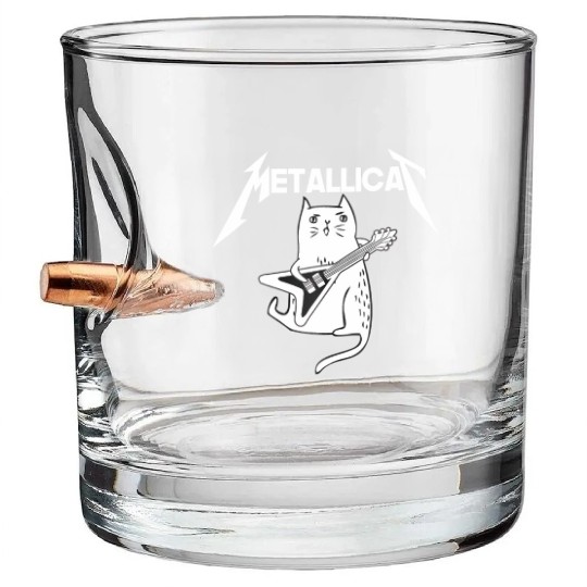 Mettalicat Rock Band Guitar Funny Christmas Bullet Whiskey Glasses