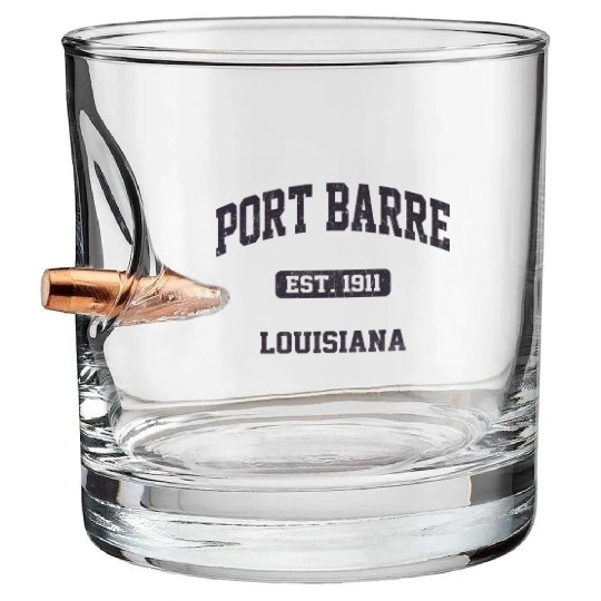 Port Barre Louisiana La State Athletic Style Bullet Whiskey Glasses