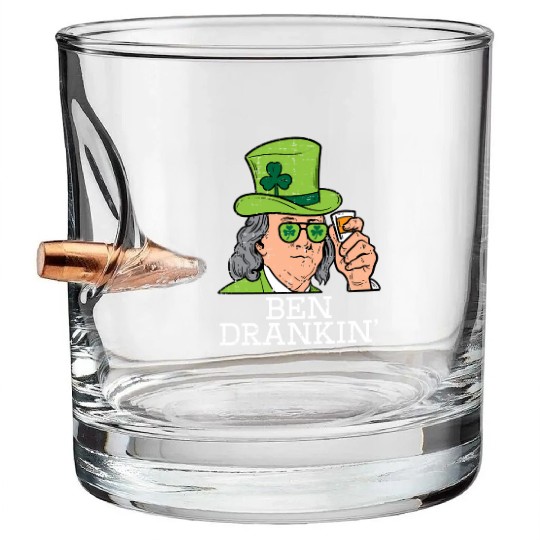 Ben Drankin Saint Paddys St Patric Day Bullet Whiskey Glasses