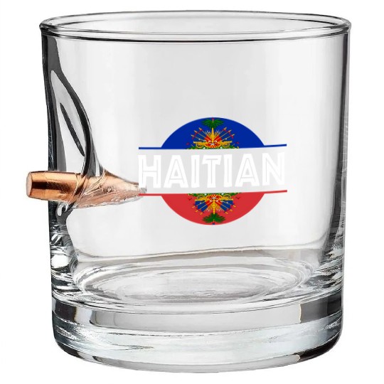 Haitian Flag Haiti Coat Of Arm Ayiti Day Pride Bullet Whiskey Glasses