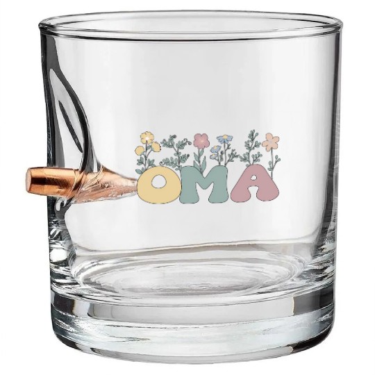 Groovy Oma Grandmother Flowers Oma Grandma Bullet Whiskey Glasses