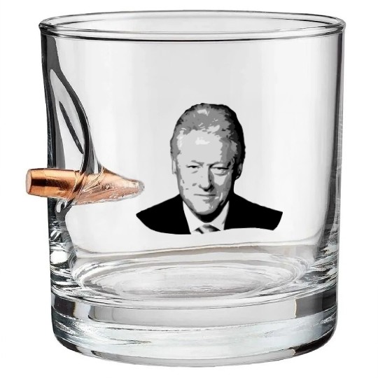 Bill Clinton Grayscale Pop Art Bullet Whiskey Glasses