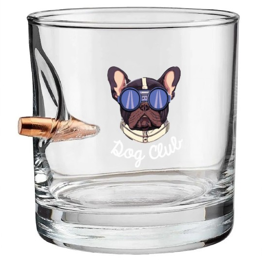 Frenchie Dog Club Pilot Dog Lover Frenchie Bullet Whiskey Glasses