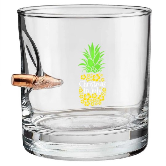 Christmas In July Funny Summer Vacation Pineapple Bullet Whiskey Glasses