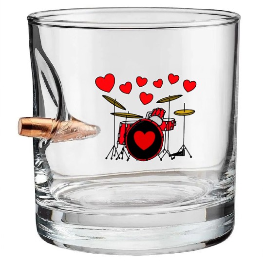 Valentines Drummer Drum Teacher Wedding Musician Bullet Whiskey Glasses