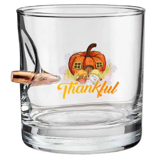 Thankful Pumpkin Happpy Thanksgiving Day Autumn Bullet Whiskey Glasses