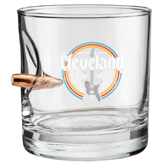 Cleveland Ohio Rock Music Bullet Whiskey Glasses