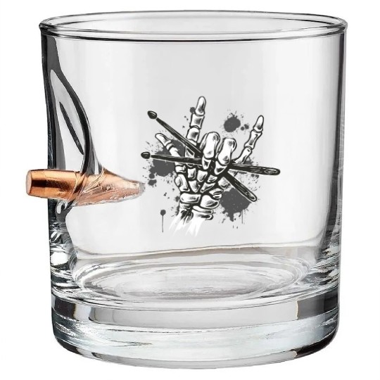 eleton Hand With Drumstic Drummer Bullet Whiskey Glasses