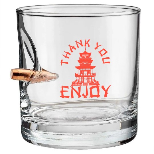 Chinese Take Out Thank You Enjoy Food Asian Bullet Whiskey Glasses