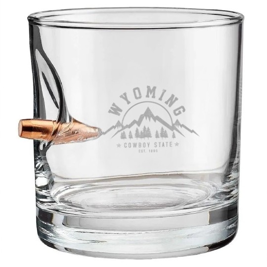 Wyoming The Cowboy State Est 1890 Moains Bullet Whiskey Glasses