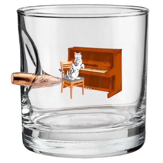 Piano Cat Piano Keyboard Meowsicians Bullet Whiskey Glasses