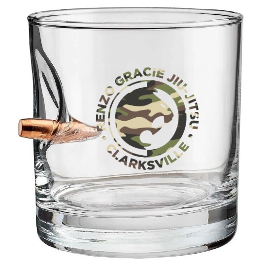 Renzo Gracie Jiu-Jitsu Clarksville Camouflage Logo Bullet Whiskey Glasses