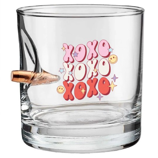 XOXO retro valentine sublimation hipster Bullet Whiskey Glasses