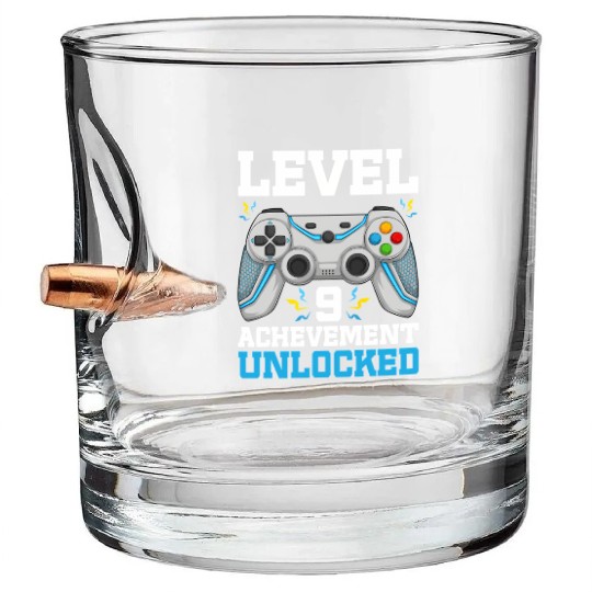 Nine 9Yr Bday Son Gamer 9Th 9 Bullet Whiskey Glasses