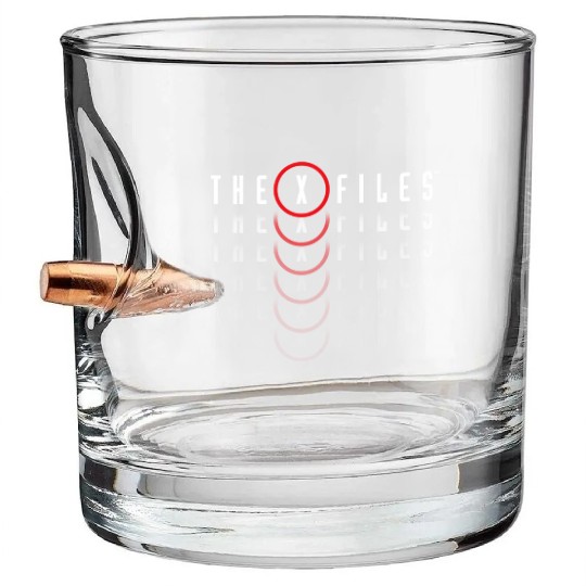 X-Files Repeating Logo Bullet Whiskey Glasses