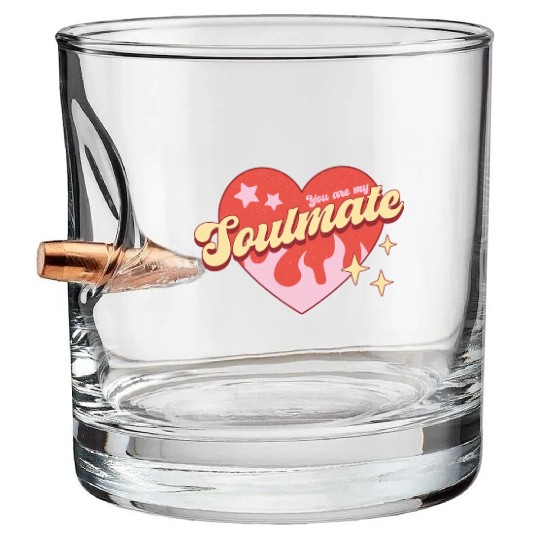 Soulmate heart valentine sublimation trending Bullet Whiskey Glasses