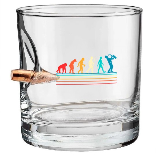 Saxophone Retro Vintage Evolution Of Bullet Whiskey Glasses