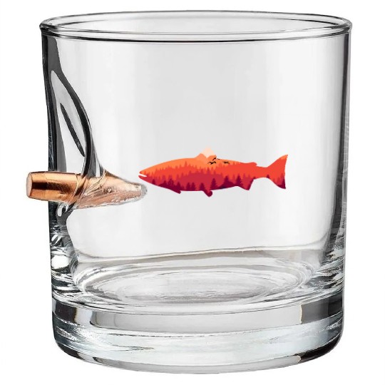 Trout Fly Fishing Nature Outdoor Fisherman Bullet Whiskey Glasses