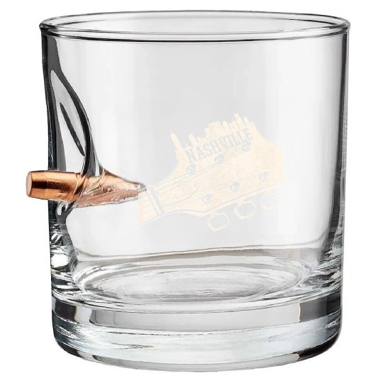 Nashville Guitar Skyline Country Music City Bullet Whiskey Glasses