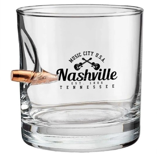hville - Cory Music City Guitar Bullet Whiskey Glasses