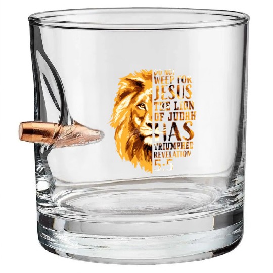 Christian Bible Verse Faith Religious Lion Judah Bullet Whiskey Glasses