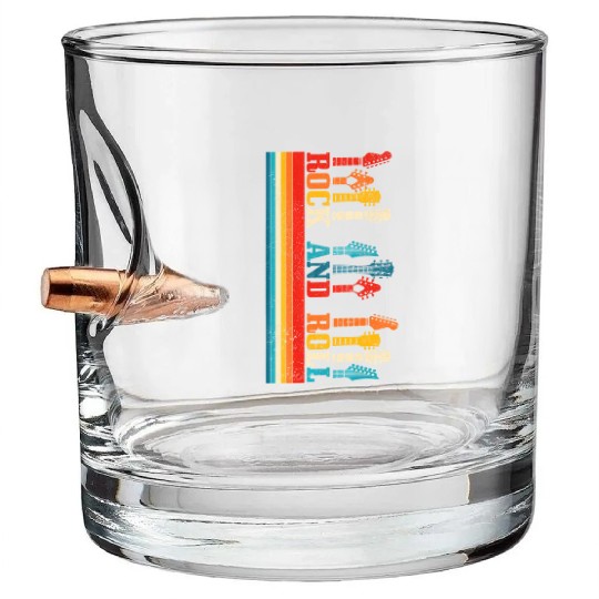 Rock & Roll Guitar Player Guitarist Vintage Rock Bullet Whiskey Glasses