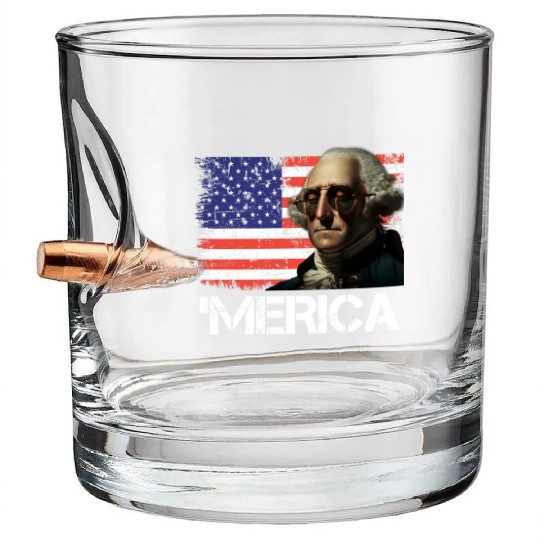 Merica George Washington Independence Day USA Bullet Whiskey Glasses