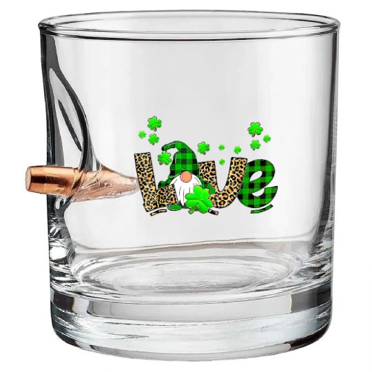 Bleached Love St Patric Day Gnomes Shamrock For Bullet Whiskey Glasses