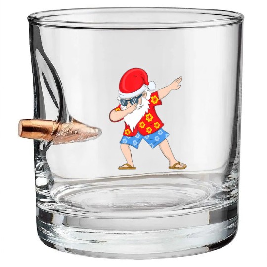 Christmas in July Santa Hawaiian Dabbing Santa Bullet Whiskey Glasses