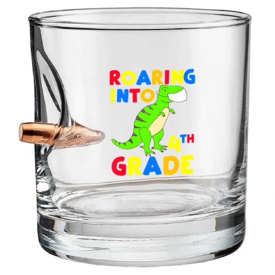 Roaring Into 4th Grade Four Back To School 2020 Bullet Whiskey Glasses