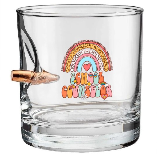 School Counselor Groovy Back to School Bullet Whiskey Glasses