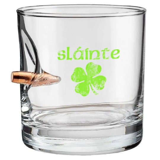 Slainte Cheers Health Fun St Patric Day Bullet Whiskey Glasses
