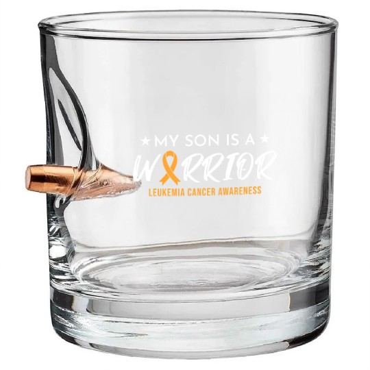 Son Warrior Leukemia Cancer Bullet Whiskey Glasses
