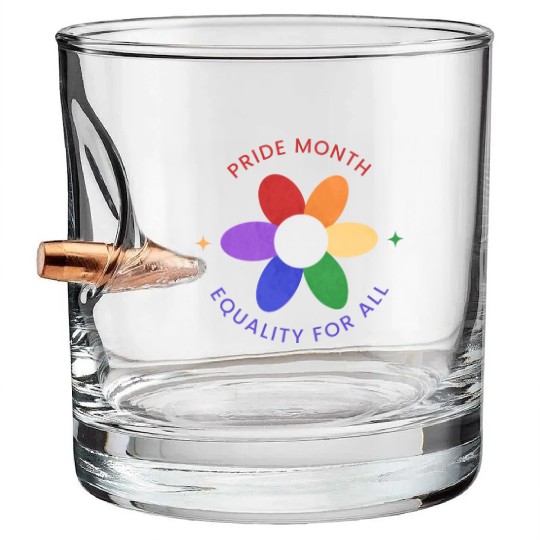 Colorful Pride Month Logo Bullet Whiskey Glasses