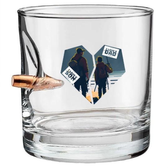 Connected Hearts: A Father Son Design of Love Bullet Whiskey Glasses