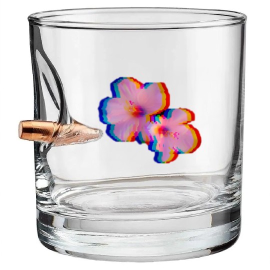 Flowers Vaporwave Aesthetic 80'S Bullet Whiskey Glasses