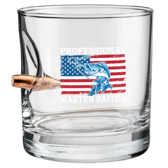 Professional Master Baiter Us American Flag Bass Bullet Whiskey Glasses