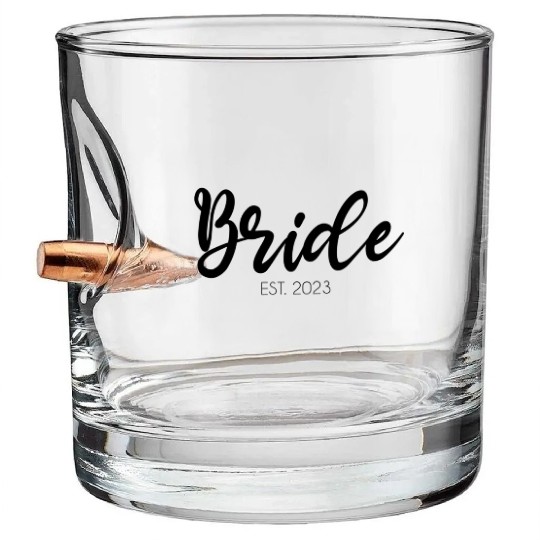 Wedding Bride Est 2023 Bridal Bullet Whiskey Glasses