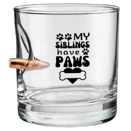 MY siblings have Paws,funny Dog baby Infant Outfit Bullet Whiskey Glasses