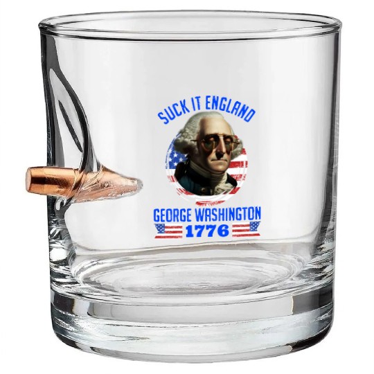 George Washington 1776 Suck it England USA Bullet Whiskey Glasses